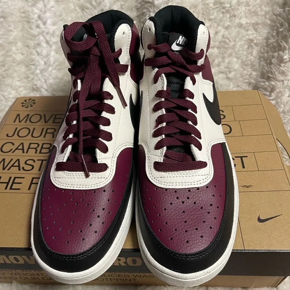 New in box Nike Court Vision Next Nature Mid Dark Beetroot Size 10.